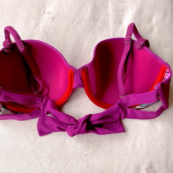 Maaji Underwire Reversible Bikini Top L | Fuchsia & Floral | Push-Up Swim Top - Picture 9 of 11